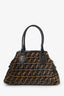 Fendi Black/Tobacco Velvet and Leather Medium Chef De Jour Bag