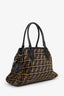 Fendi Black/Tobacco Velvet and Leather Medium Chef De Jour Bag