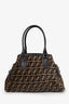 Fendi Black/Tobacco Velvet and Leather Medium Chef De Jour Bag