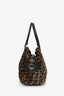 Fendi Black/Tobacco Velvet and Leather Medium Chef De Jour Bag