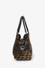 Fendi Black/Tobacco Velvet and Leather Medium Chef De Jour Bag