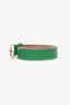 D&G Dolce & Gabbana Green Leather Logo Buckle Belt