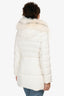 Prada 2017 White Fox Fur Trimmed Hooded Midi Down Coat Size 40