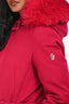 Moncler Grenoble Dark Fuchsia Fox Fur Trim Bauges Giubbotto Down Jacket with Belt Size 4
