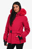 Moncler Grenoble Dark Fuchsia Fox Fur Trim Bauges Giubbotto Down Jacket with Belt Size 4