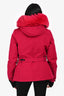 Moncler Grenoble Dark Fuchsia Fox Fur Trim Bauges Giubbotto Down Jacket with Belt Size 4