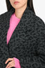 Valentino 2020 Grey/Black Wool Leopard Print Coat Size 36
