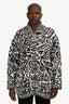 Christian Dior Black/White Wool/Cashmere Patterned Zip Up Cardigan Size M