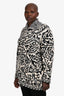 Christian Dior Black/White Wool/Cashmere Patterned Zip Up Cardigan Size M