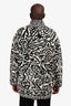 Christian Dior Black/White Wool/Cashmere Patterned Zip Up Cardigan Size M