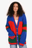 Gucci Blue/Green/Red Wool Colourblock Cardigan Size S