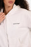 Balenciaga White Logo Print Cropped Zip Up Hoodie Size L