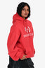 Balenciaga 2018 Red Logo Print Hoodie Size XS