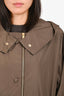 Stella McCartney Khaki Green Nylon Cinched Waist Hooded Coat Size 38