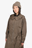 Stella McCartney Khaki Green Nylon Cinched Waist Hooded Coat Size 38