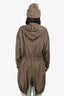 Stella McCartney Khaki Green Nylon Cinched Waist Hooded Coat Size 38