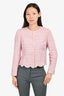 Giambattista Valli Pink Metallic Scallop Detail Cropped Jacket Size 44
