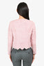 Giambattista Valli Pink Metallic Scallop Detail Cropped Jacket Size 44