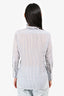 Nili Lotan White/Blue Cotton Stripe Long Sleeve Ruffle Collar Top Size XS