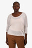 Lanvin En Blue Cream/Metallic Knit 3/4 Sleeve Sweater Est Size M