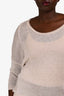 Lanvin En Blue Cream/Metallic Knit 3/4 Sleeve Sweater Est Size M