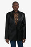 Frame Black Satin Single Breasted Blazer Size L
