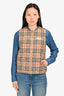 Burberry Beige Tartan Pattern Padded Zip Up Vest Est. XS