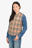 Burberry Beige Tartan Pattern Padded Zip Up Vest Est. XS