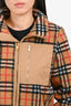 Burberry Brown Tartan Pattern Zip Up Fleece Jacket Estimate Size S