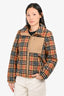 Burberry Brown Tartan Pattern Zip Up Fleece Jacket Estimate Size S