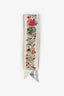 Christian Dior Grey/Multicolour Floral Print Silk Twilly