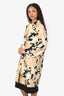 Dries Van Noten Cream/Black Satin Floral Print Coat size 38