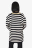Gucci Black/White Knit Cashmere/Wool Striped/Floral Print Cardigan Size  L