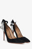 Aquazzura Black/Silver Suede 'Forever Marilyn' Heels Size 41