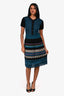 M Missoni Blue/Black Wool Patterned Knit Dress Size 6 US