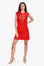 Christopher Kane Red Heart Shaped Short Sleeve Dress Size 4 US