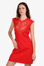 Christopher Kane Red Heart Shaped Short Sleeve Dress Size 4 US