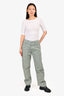 Jil Sander Green Denim Wide Legged Distressed Jeans Size 36