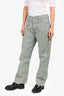 Jil Sander Green Denim Wide Legged Distressed Jeans Size 36