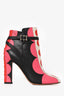 Valentino Black/Pink/White Leather Pattern Ankle Boots Size 36.5