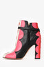 Valentino Black/Pink/White Leather Pattern Ankle Boots Size 36.5