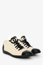 Pre-Loved Chanel™ Cream/Black Leather Interlocking CC Logo Sneakers Size 39