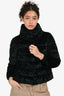 Herno Black Crushed Velvet Puffer Jacket Size 36