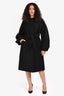 Harris Wharf London Black Wool Belted Long Coat Size IT 36