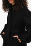 Harris Wharf London Black Wool Belted Long Coat Size IT 36