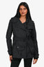 Burberry London Black Nylon Double Breasted Trench Coat Size 6 US