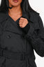 Burberry London Black Nylon Double Breasted Trench Coat Size 6 US