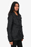 Burberry London Black Nylon Double Breasted Trench Coat Size 6 US