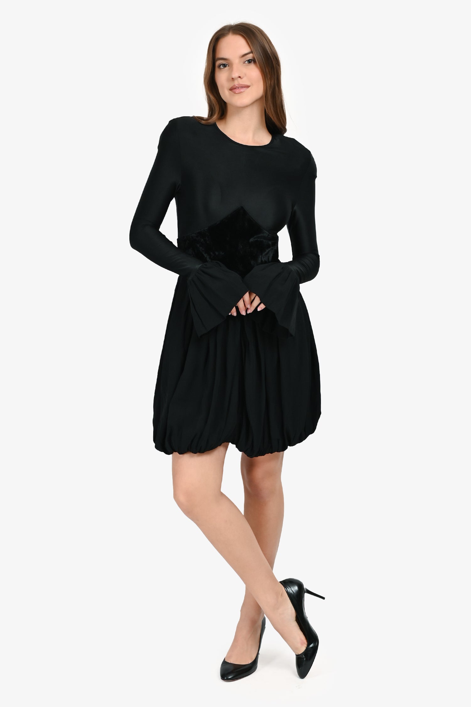 Paco Rabbane Black Bubble Hem Long Sleeve Mini Dress Size 38 – Mine & Yours