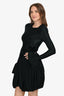Paco Rabbane Black Bubble Hem Long Sleeve Mini Dress Size 38 w/ Tags